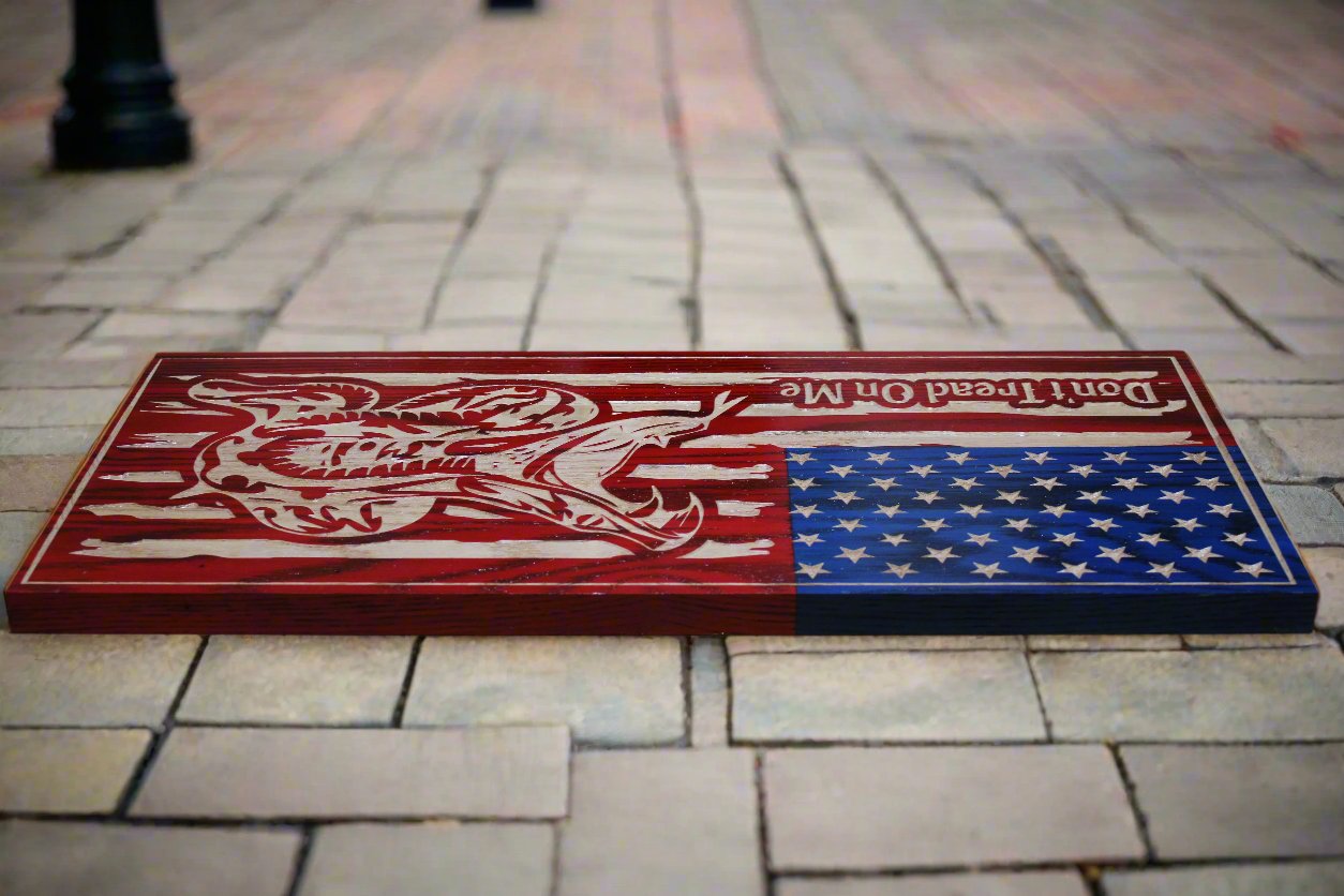 Carved Don't Tread On Me Flag