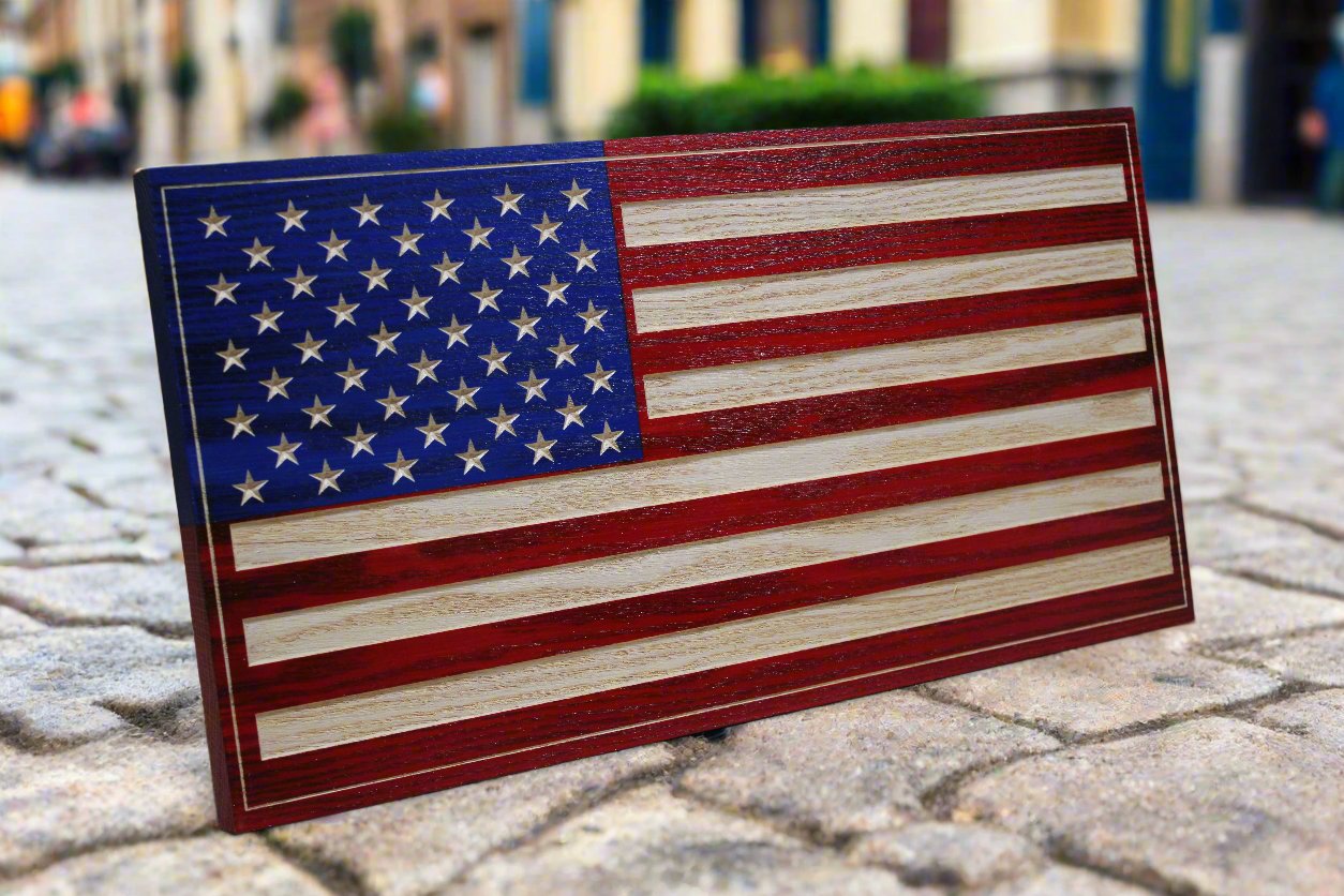 Small Carved American Flag
