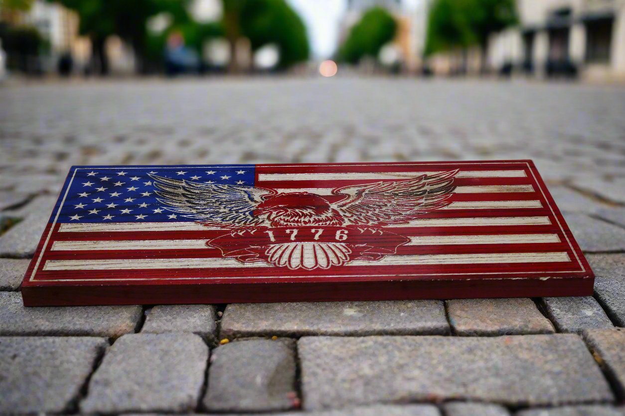 Carved 1776 Eagle Flag