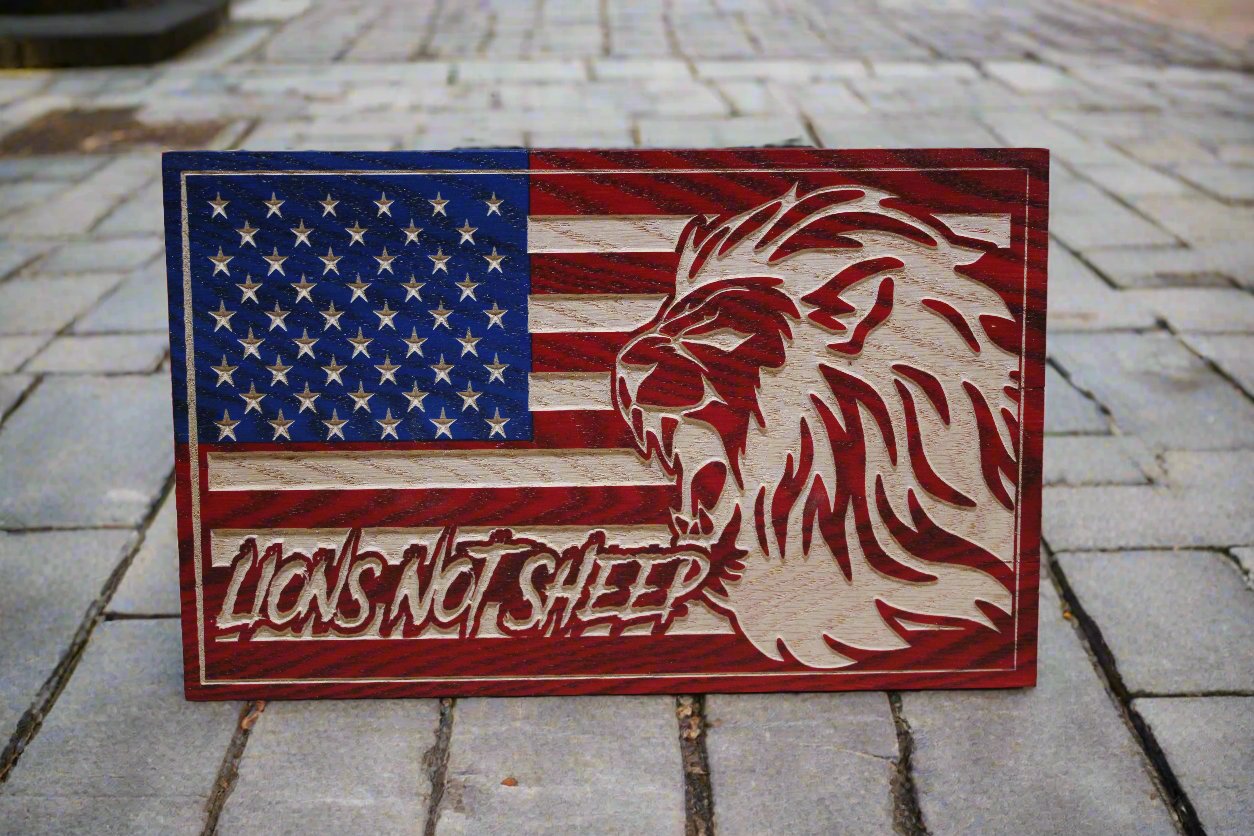 Carved Lions Not Sheep Flag