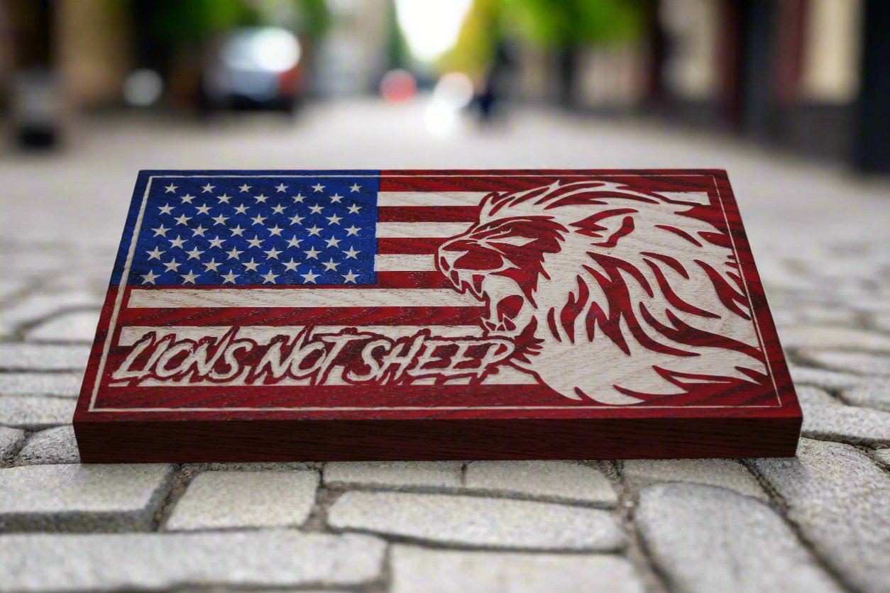 Carved Lions Not Sheep Flag
