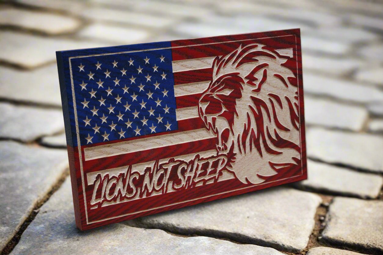 Carved Lions Not Sheep Flag