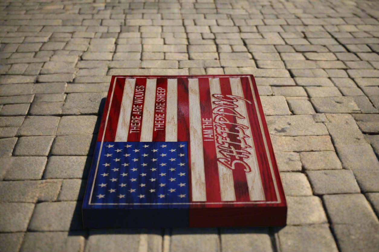 Small Carved I Am The Sheepdog Flag