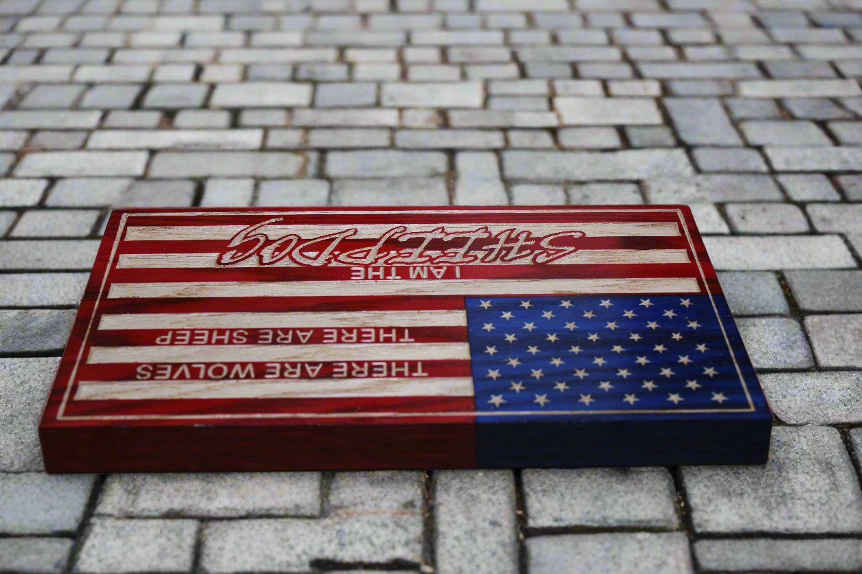 Small Carved I Am The Sheepdog Flag