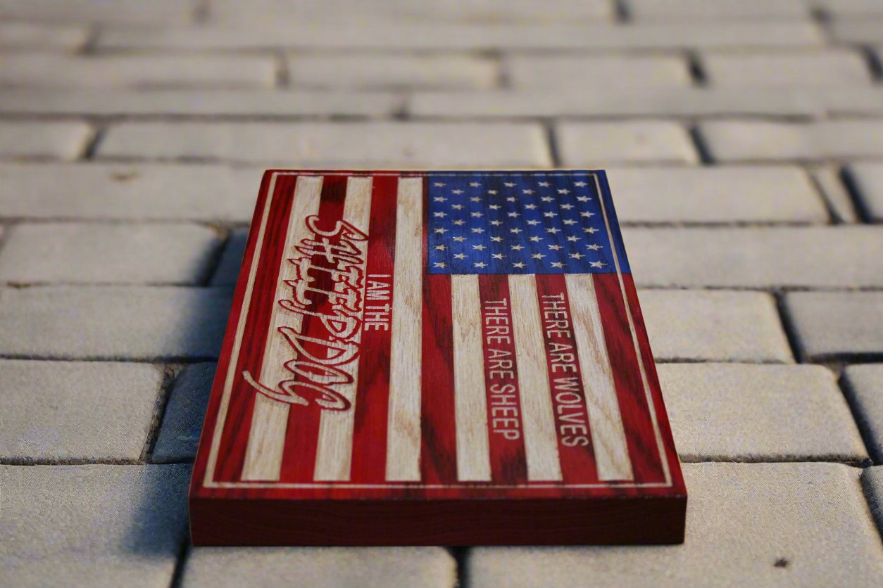 Small Carved I Am The Sheepdog Flag