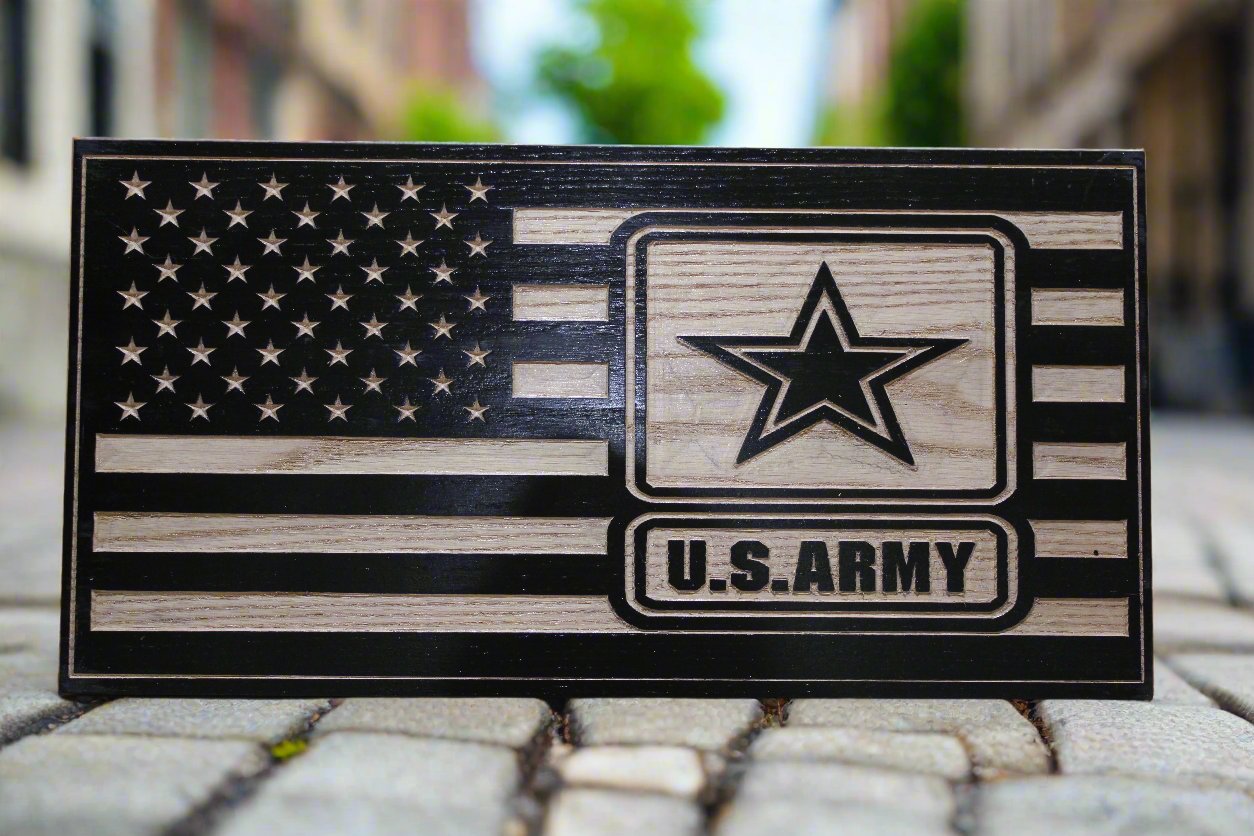 Carved U.S Army Flag