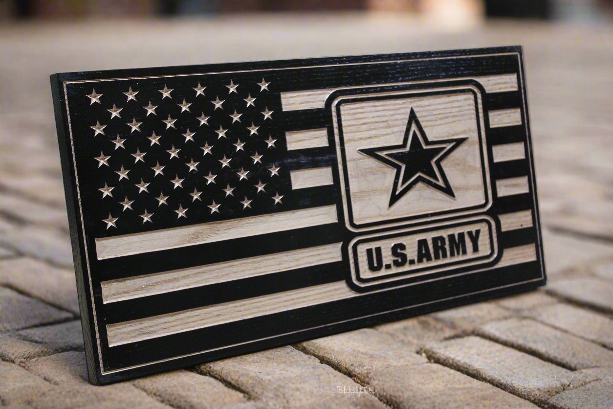 Carved U.S Army Flag