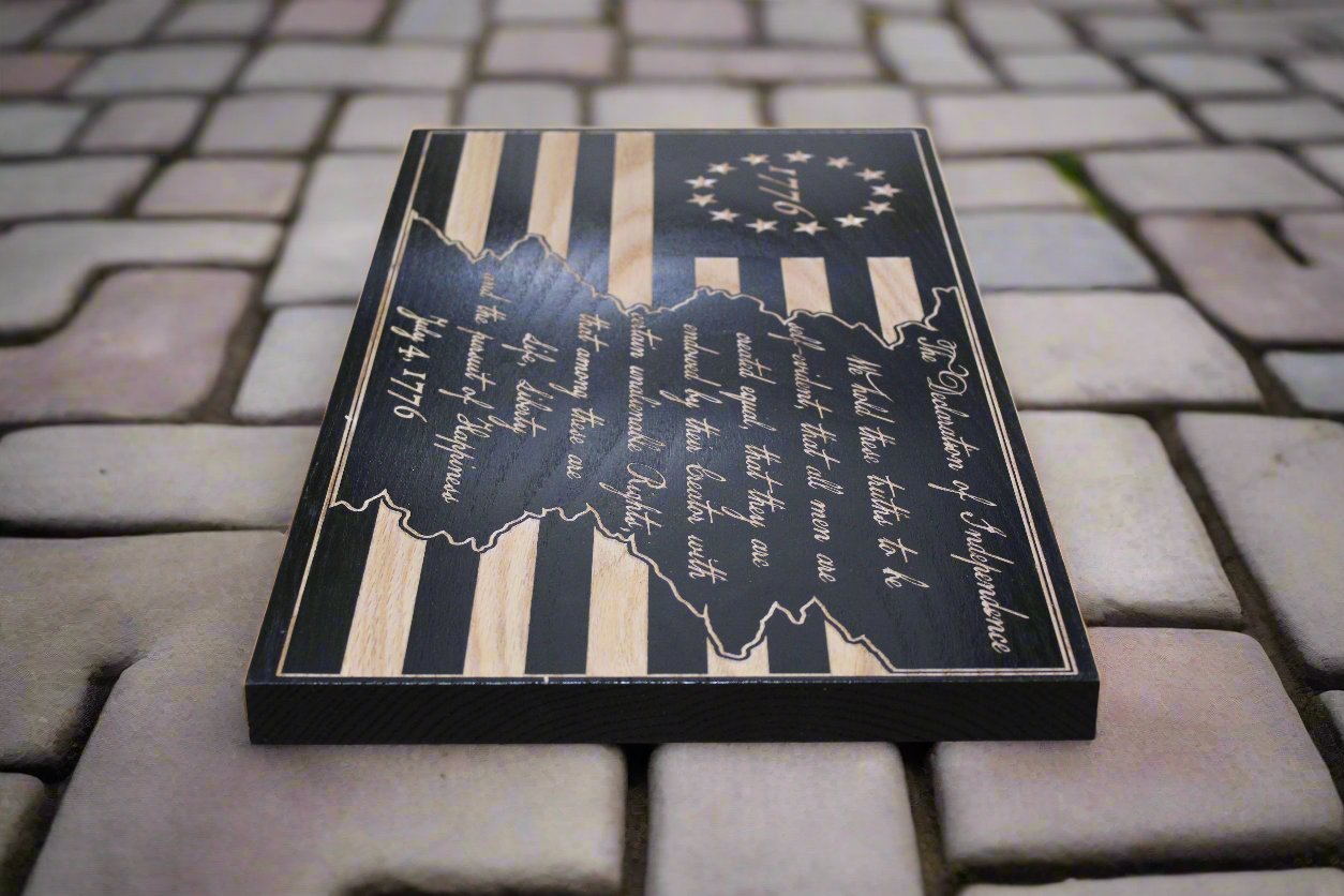 Small Carved Declaration Of Independence Flag