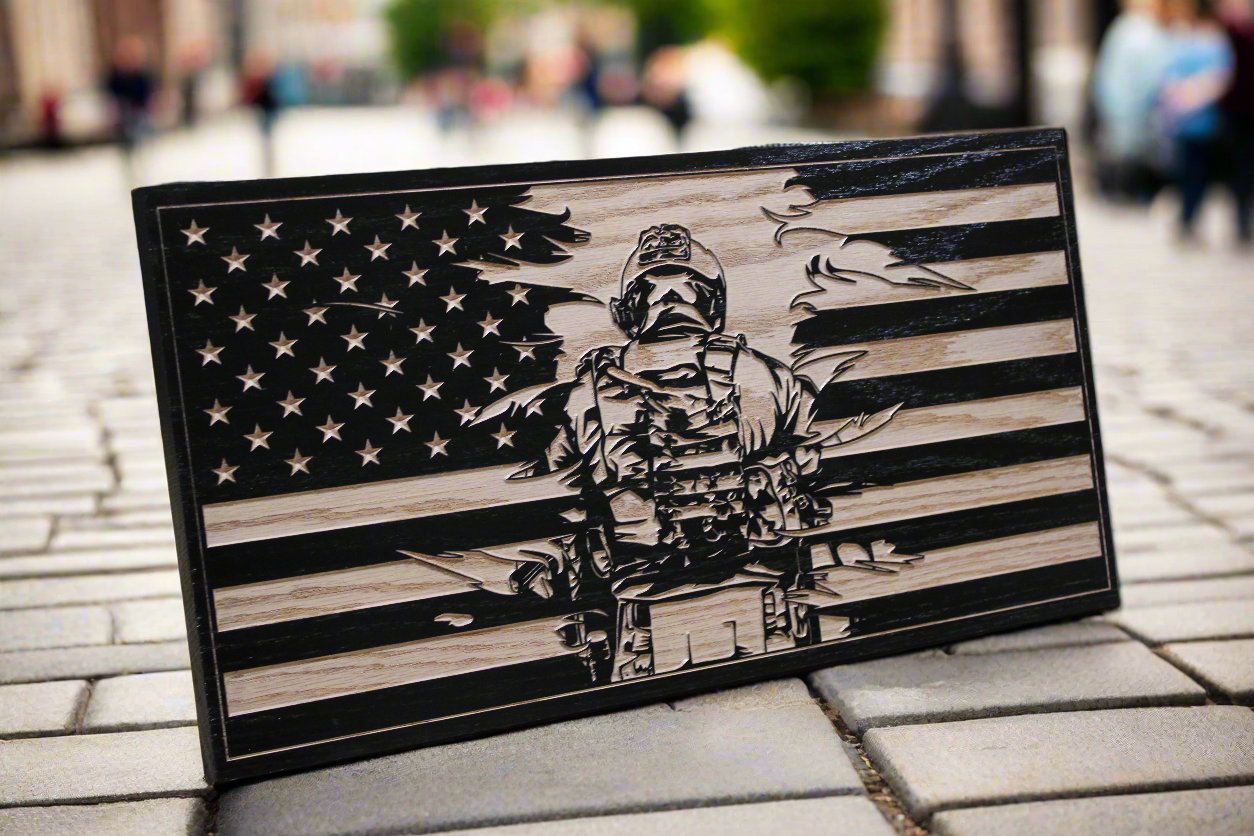 Carved Ripped Soldier Flag