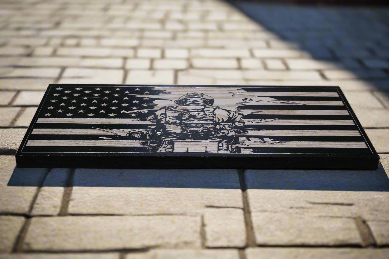 Carved Ripped Soldier Flag