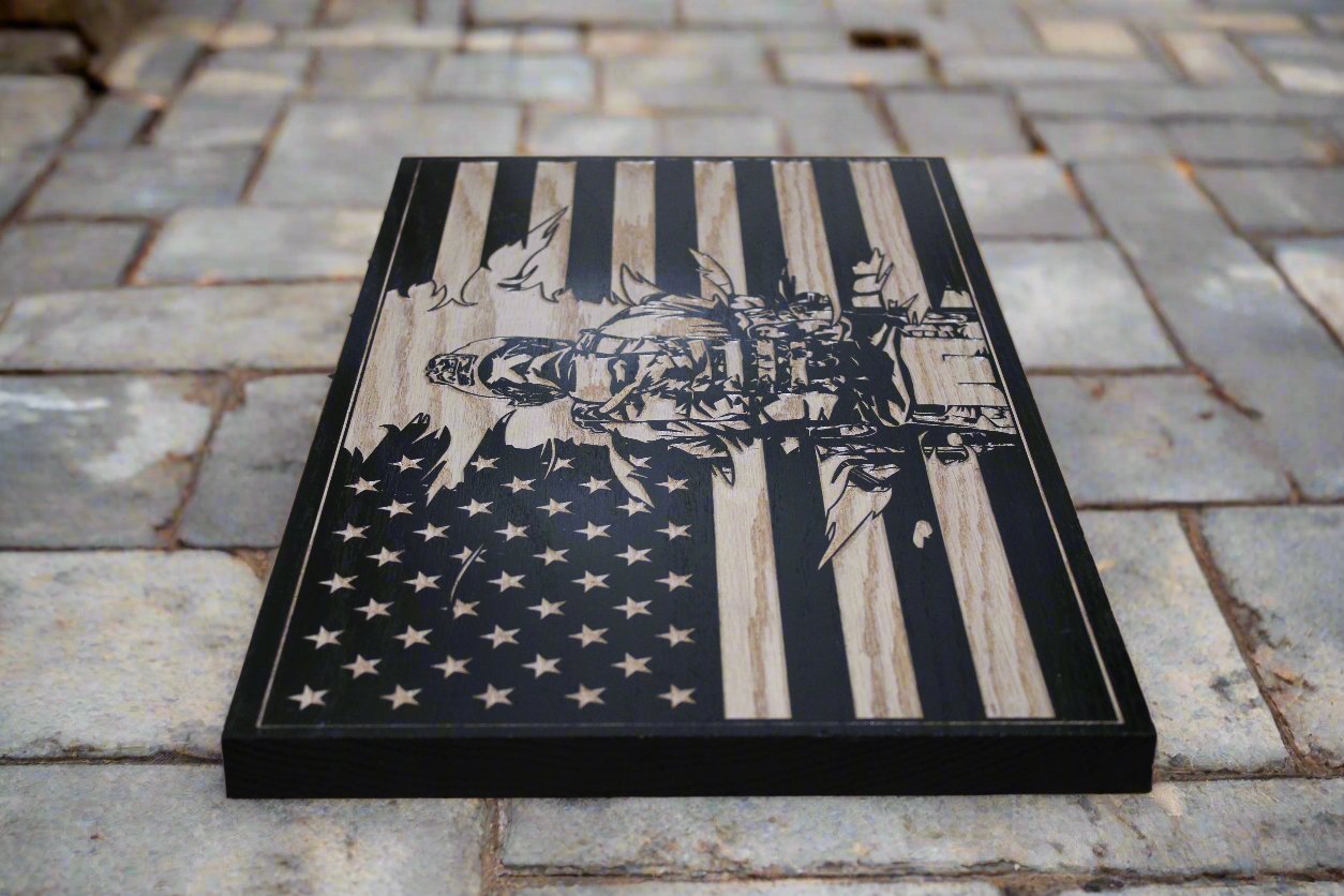 Carved Ripped Soldier Flag