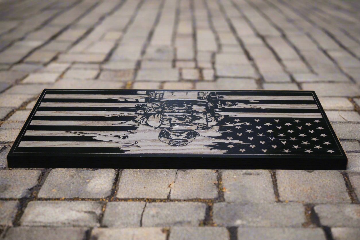 Carved Ripped Soldier Flag