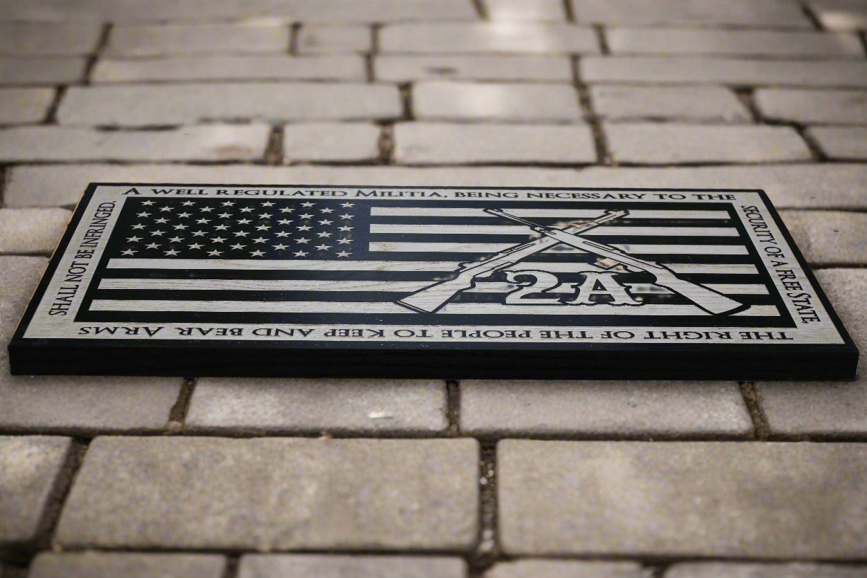 Carved Second Amendment Flag With Border