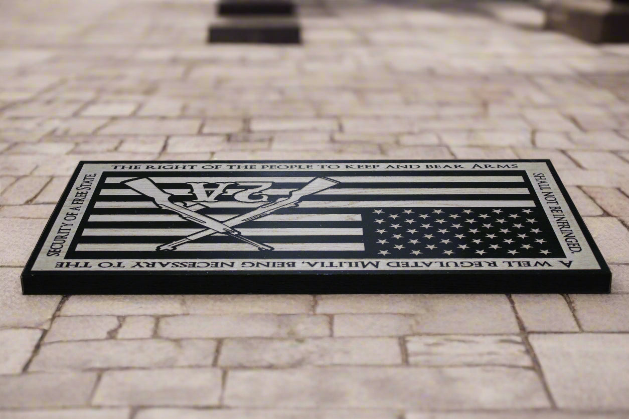 Carved Second Amendment Flag With Border