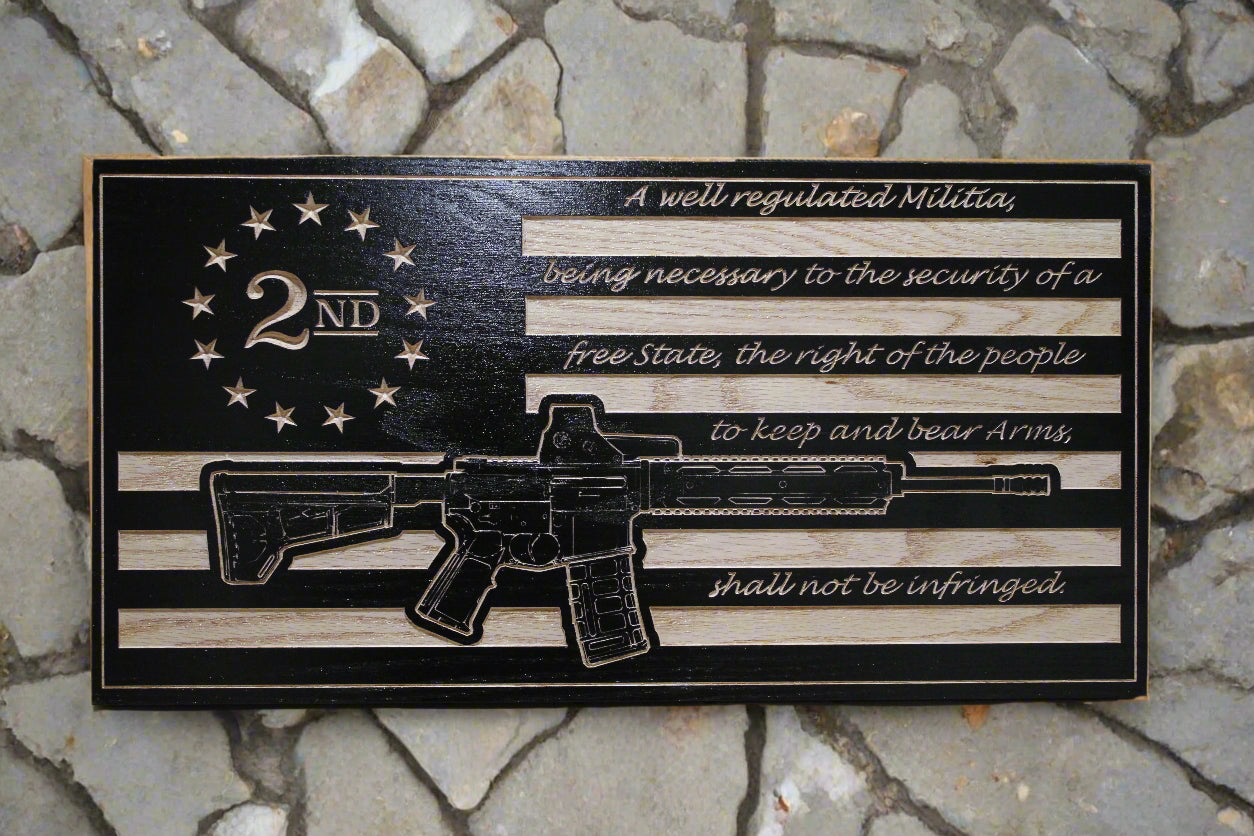 Carved 2nd Amendment M4 Flag