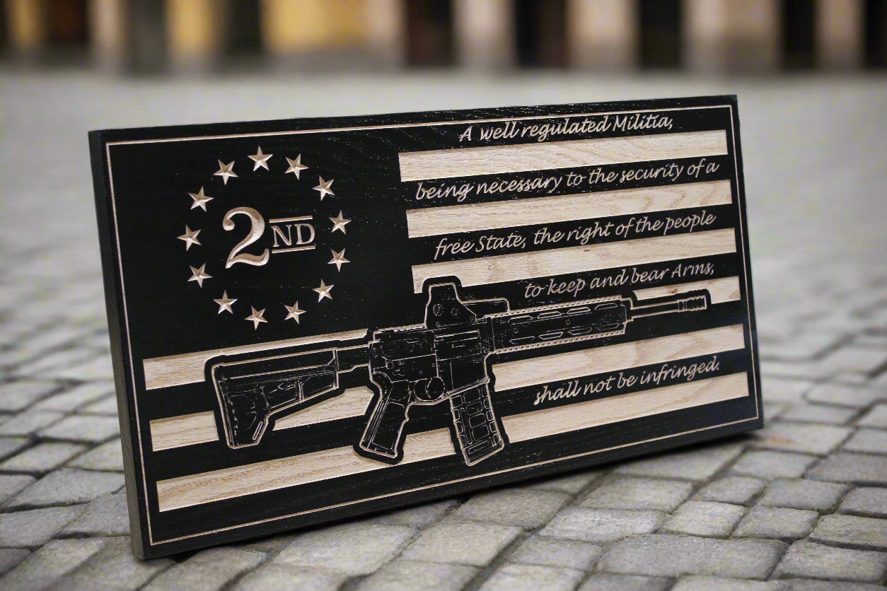 Carved 2nd Amendment M4 Flag