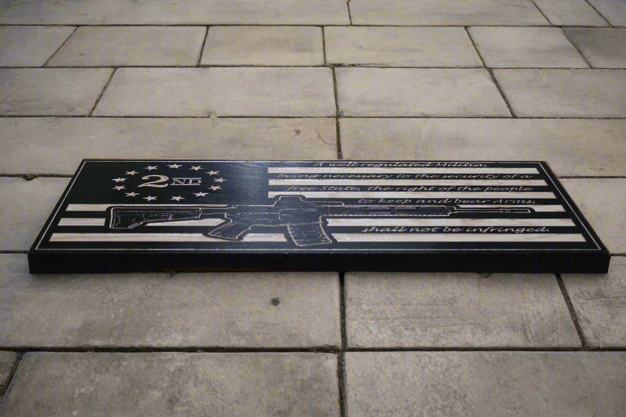Carved 2nd Amendment M4 Flag