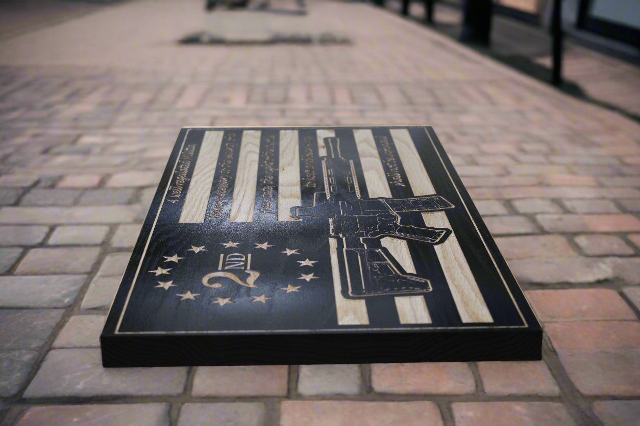 Carved 2nd Amendment M4 Flag
