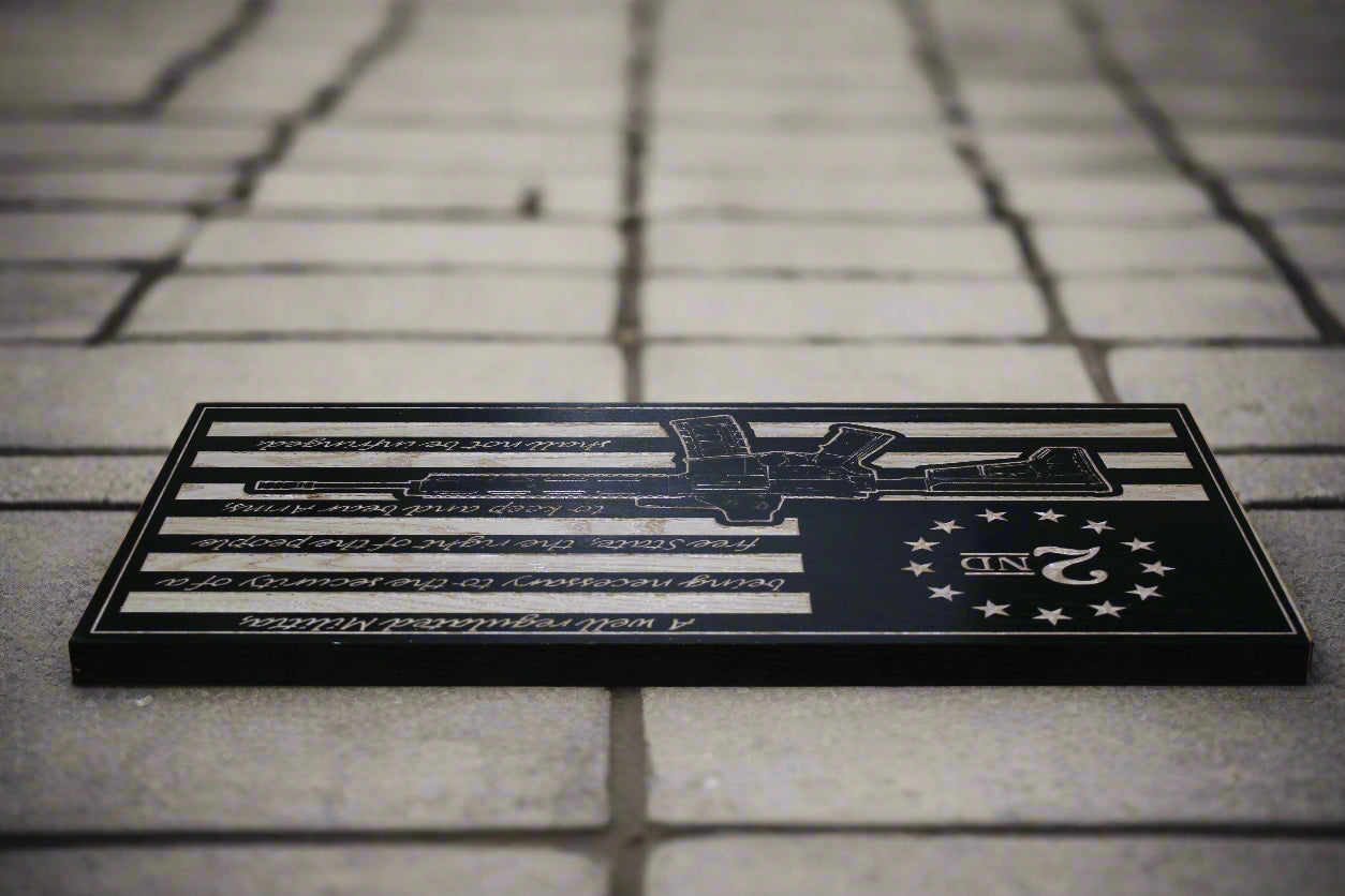 Carved 2nd Amendment M4 Flag