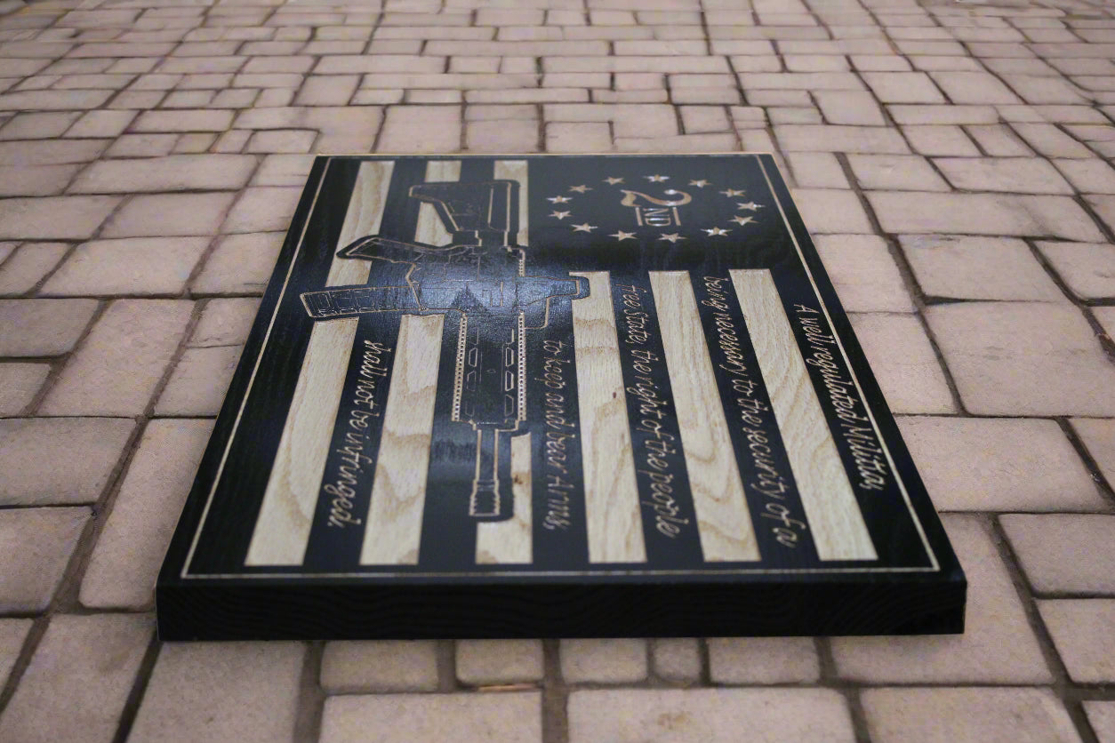 Carved 2nd Amendment M4 Flag