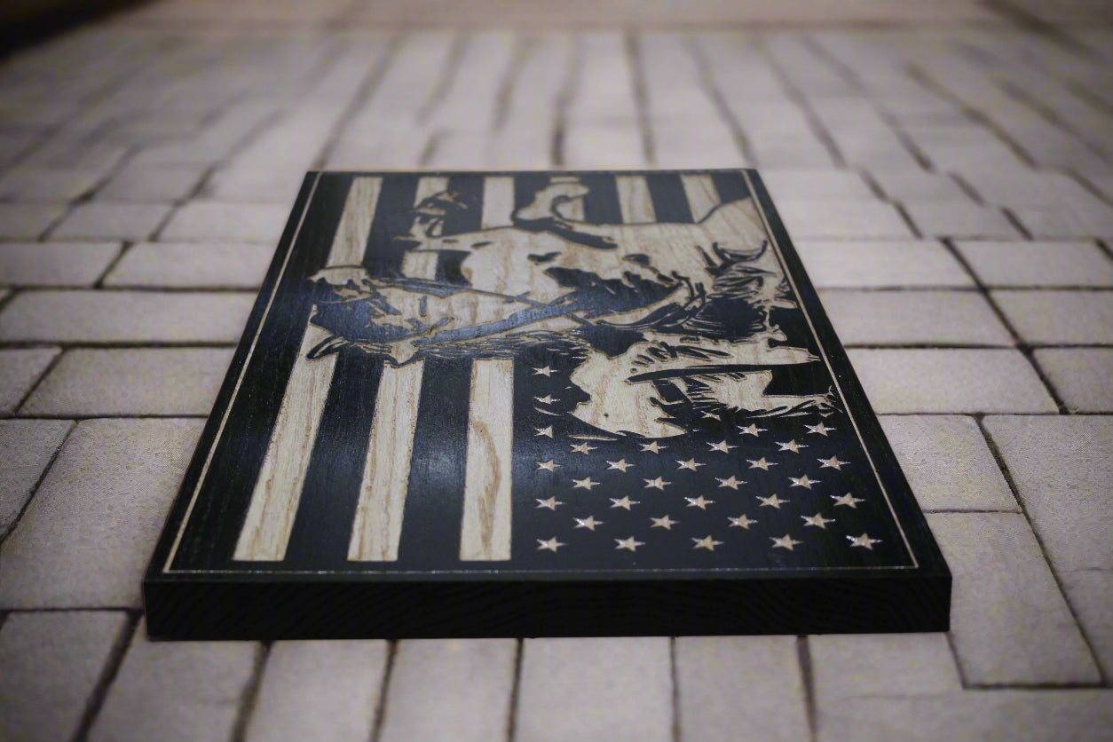 Carved Vertical Rodeo Cowboy Flag