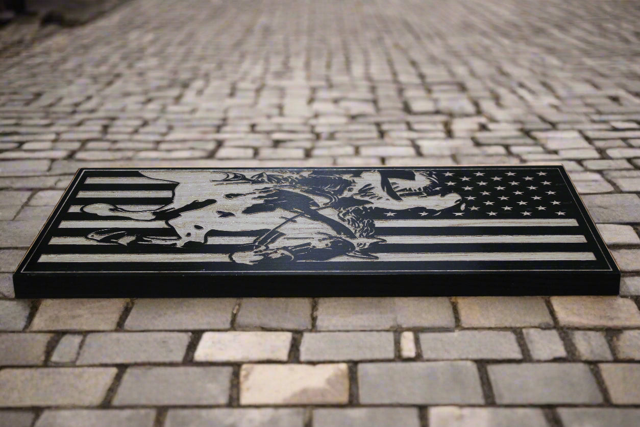 Carved Vertical Rodeo Cowboy Flag