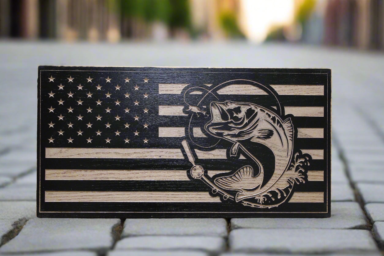 Carved Bass American Flag