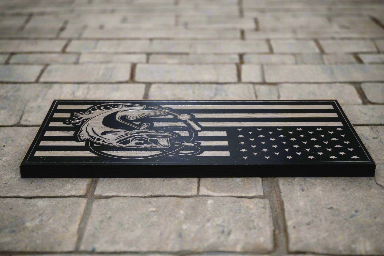Carved Bass American Flag