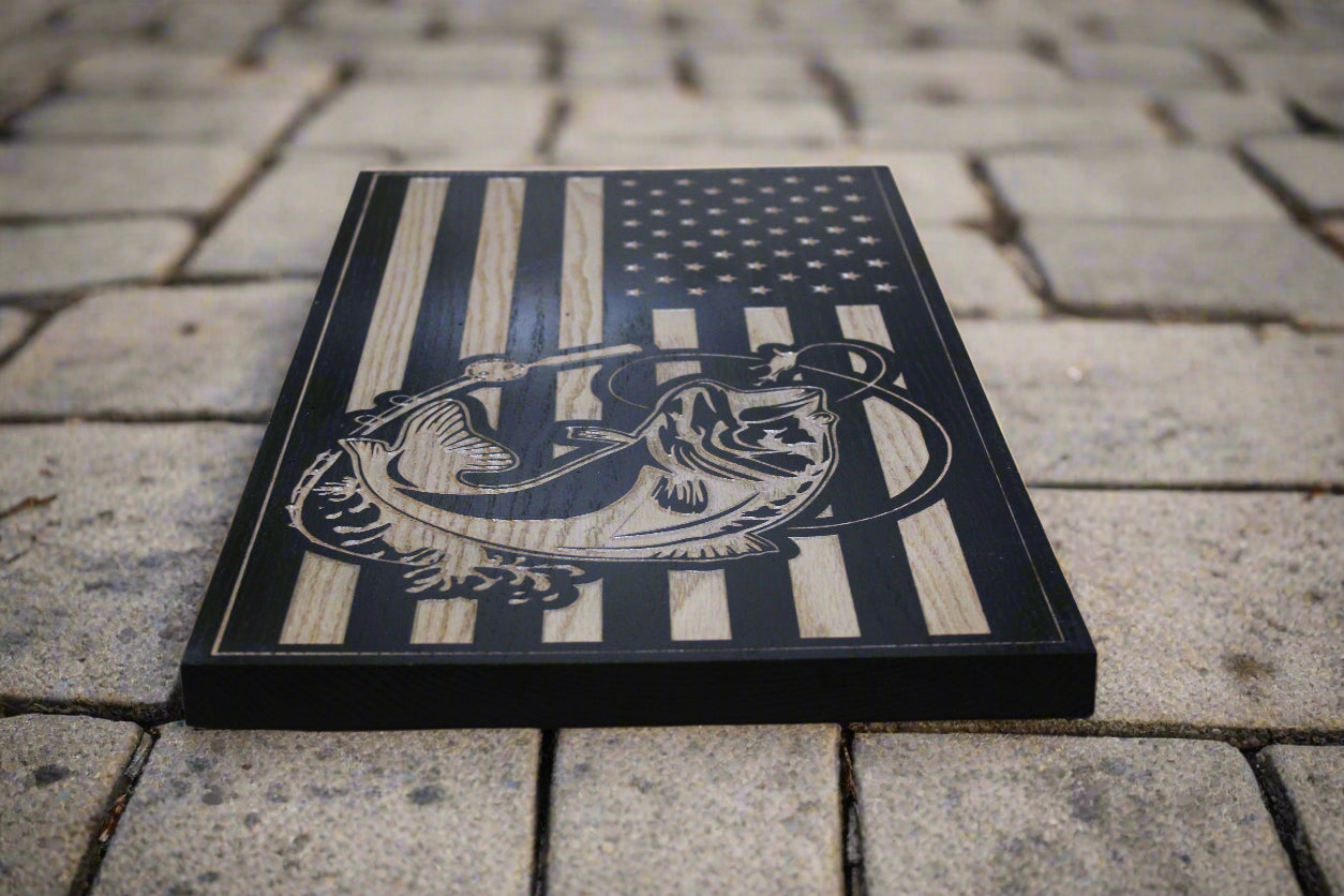Carved Bass American Flag