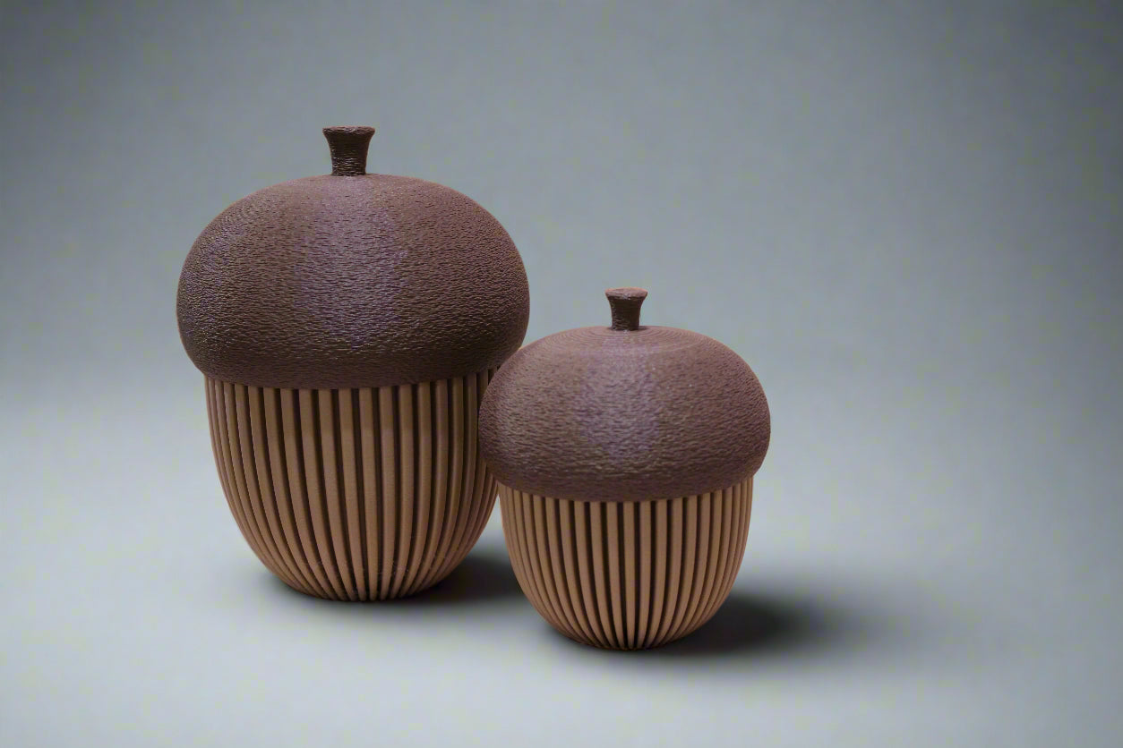 Modern Acorn Container Decor Set of Two