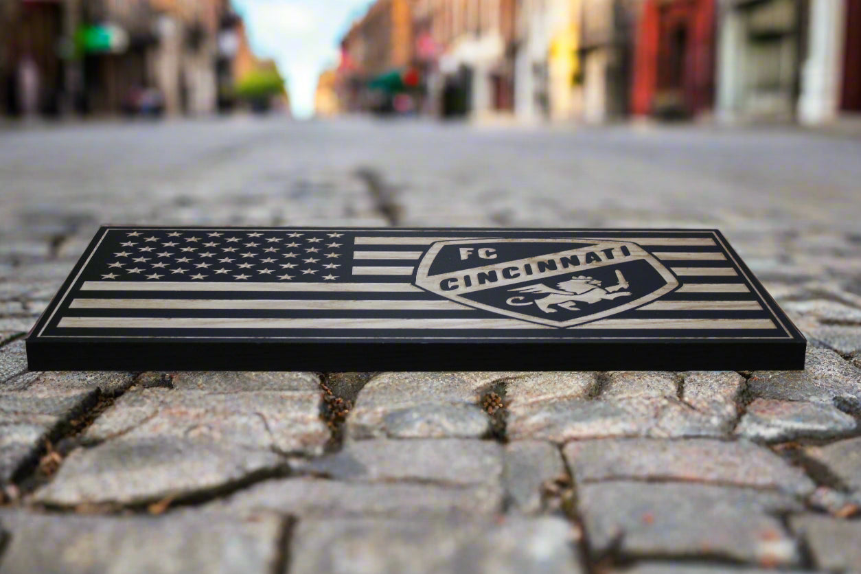 Small Carved FC Cincinnati Flag