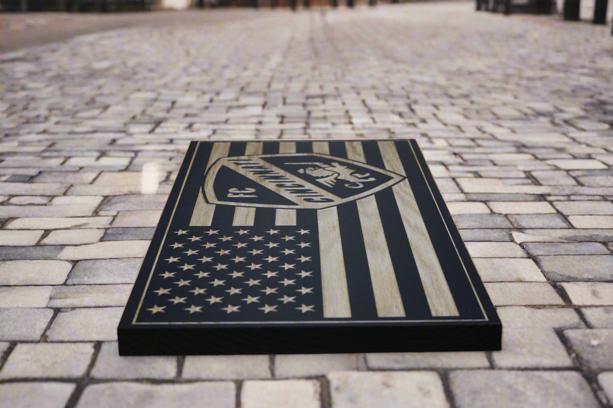 Small Carved FC Cincinnati Flag