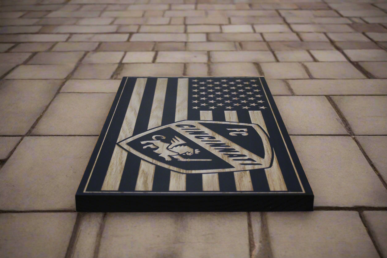 Small Carved FC Cincinnati Flag