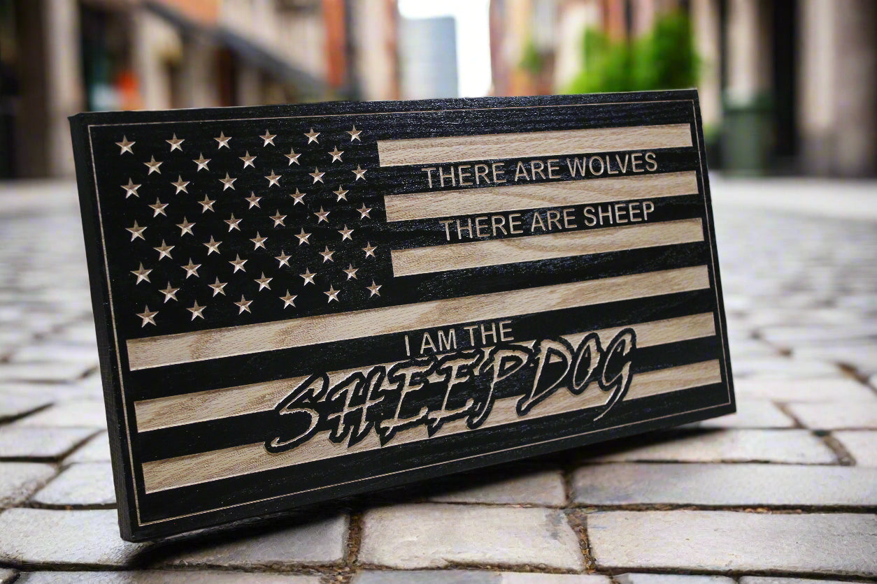 Carved I Am The Sheepdog Flag