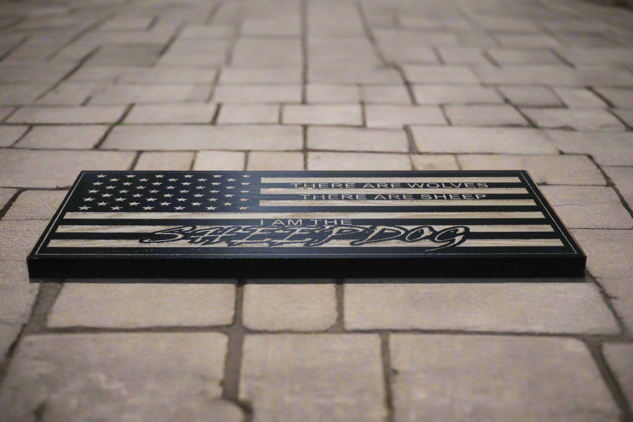 Carved I Am The Sheepdog Flag