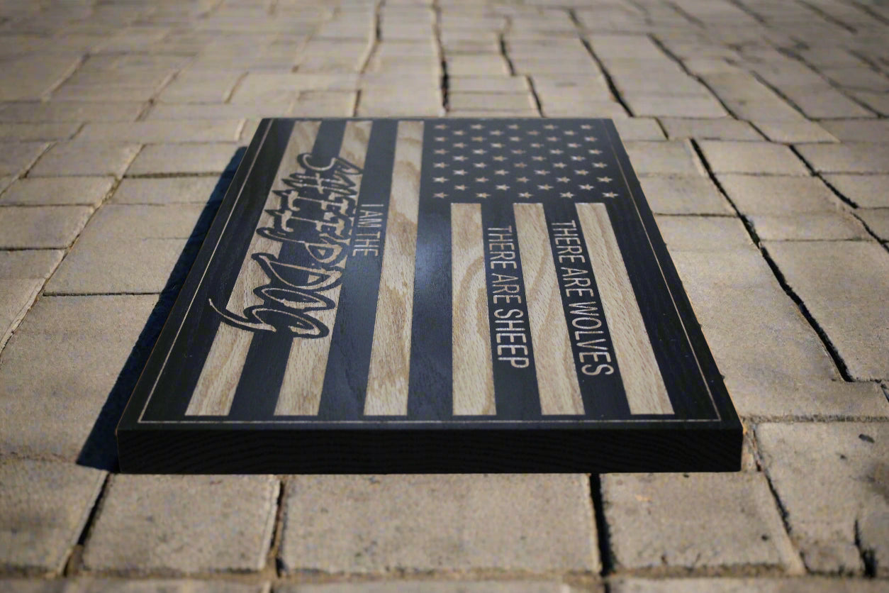Carved I Am The Sheepdog Flag