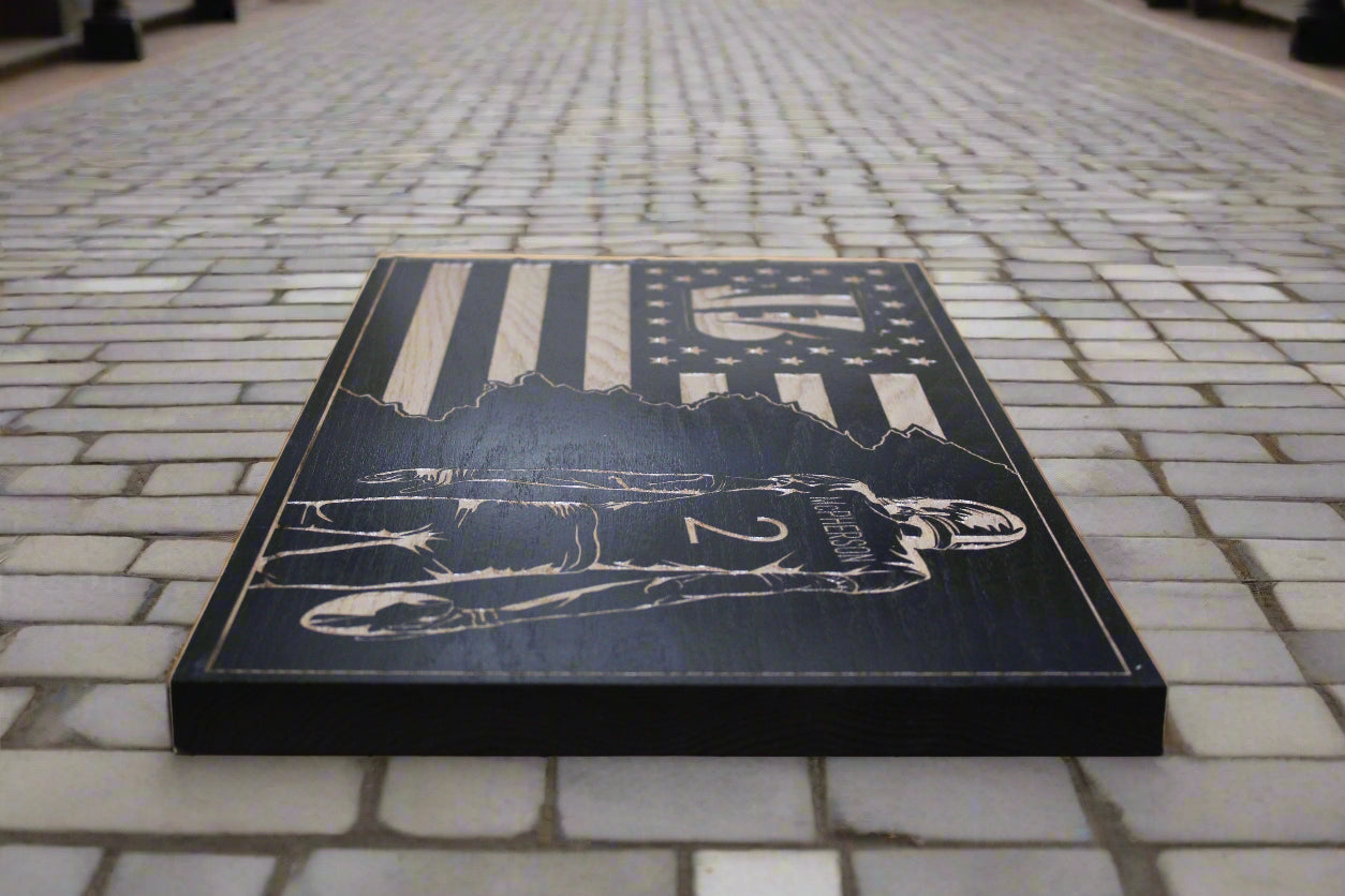 Carved Wood Bengals player Mcpherson Flag