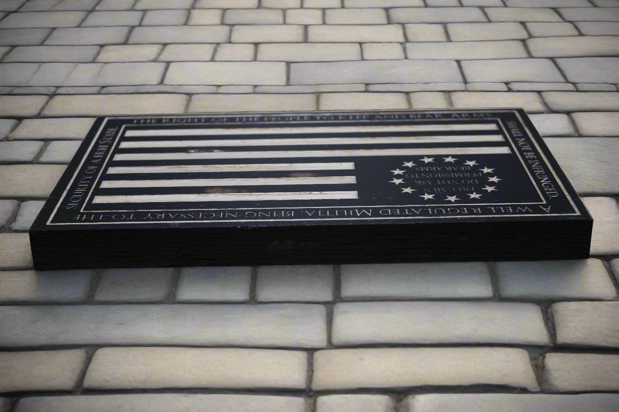 Carved second amendment flag