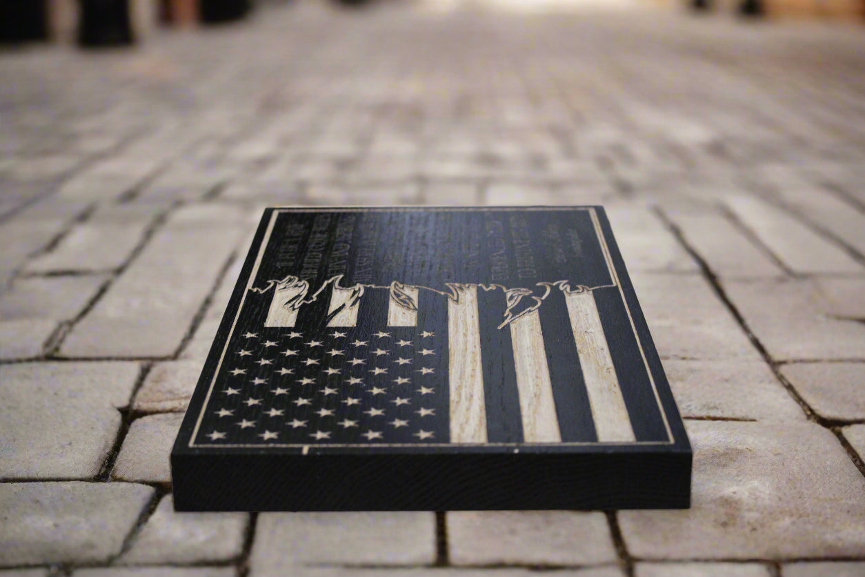 Carved Sam Adams Quote Flag
