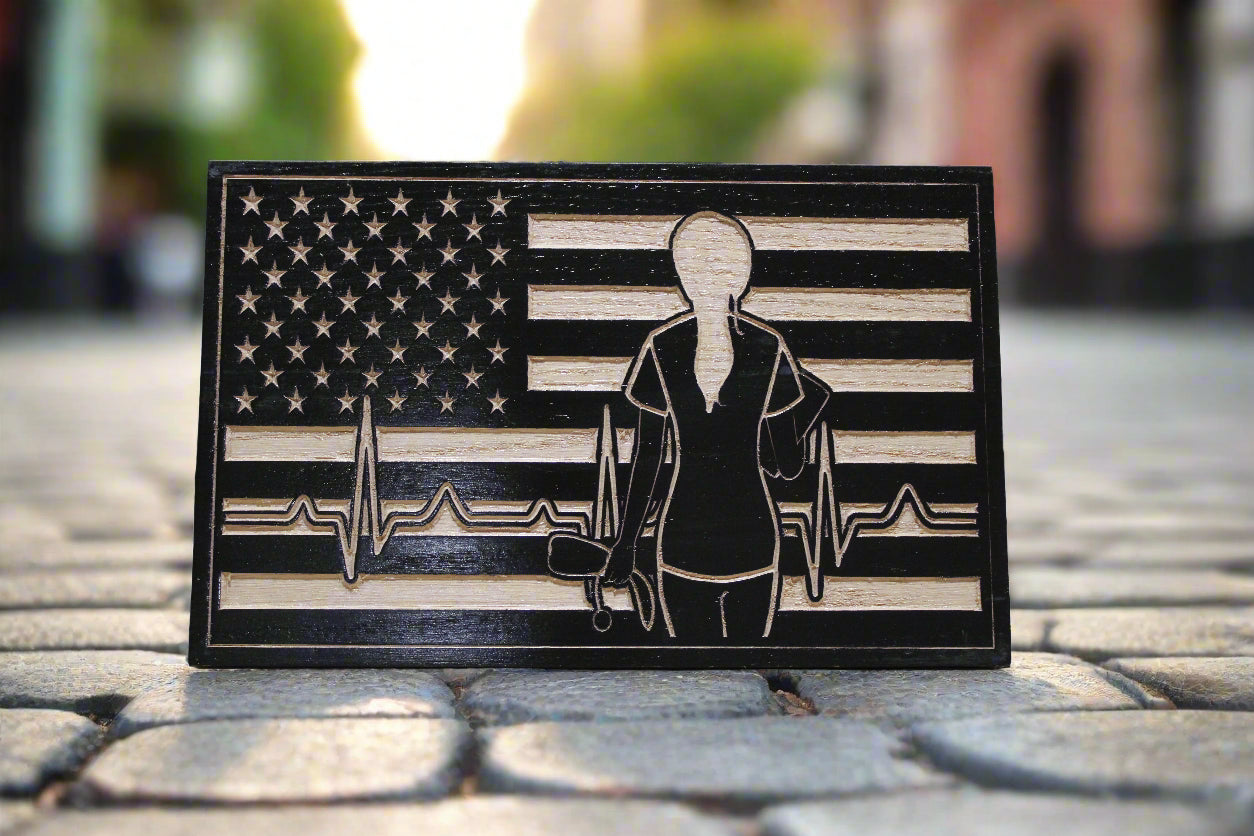 Carved Wood Nurse Flag