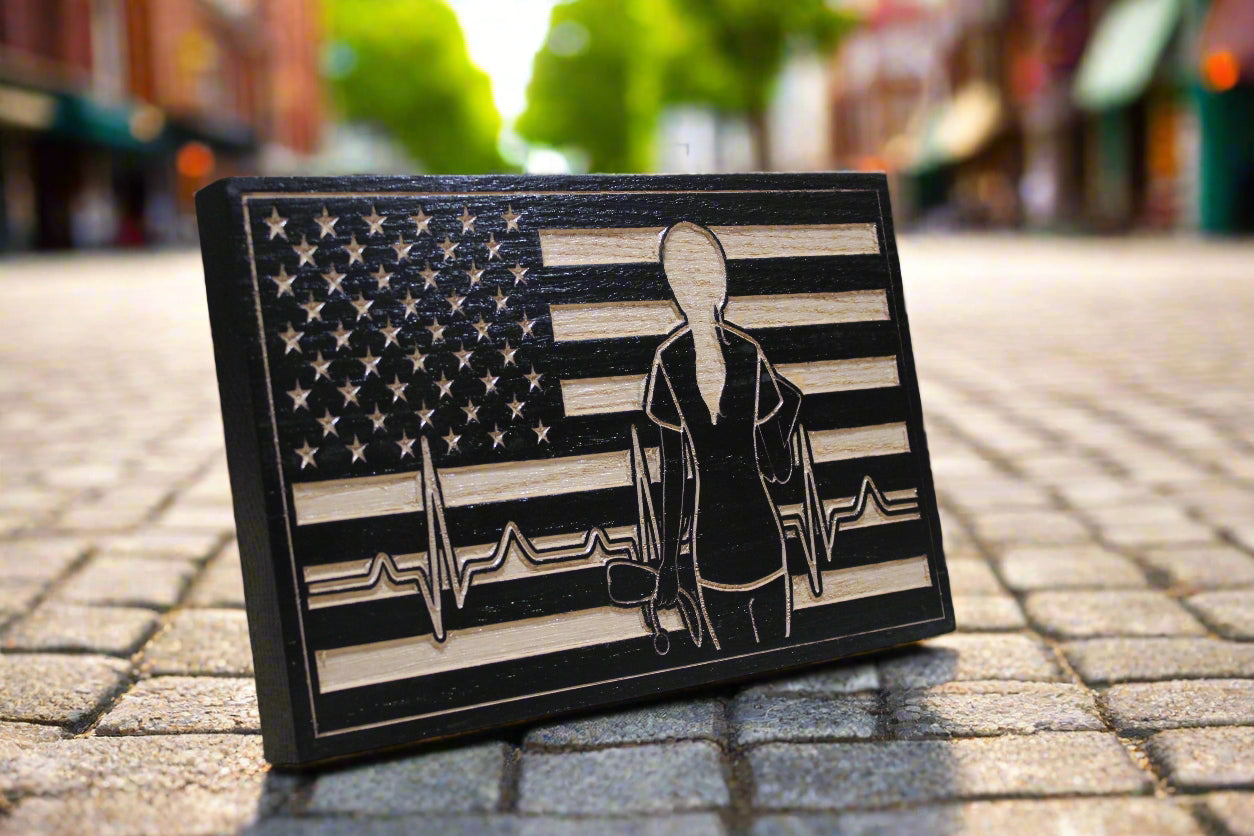 Carved Wood Nurse Flag