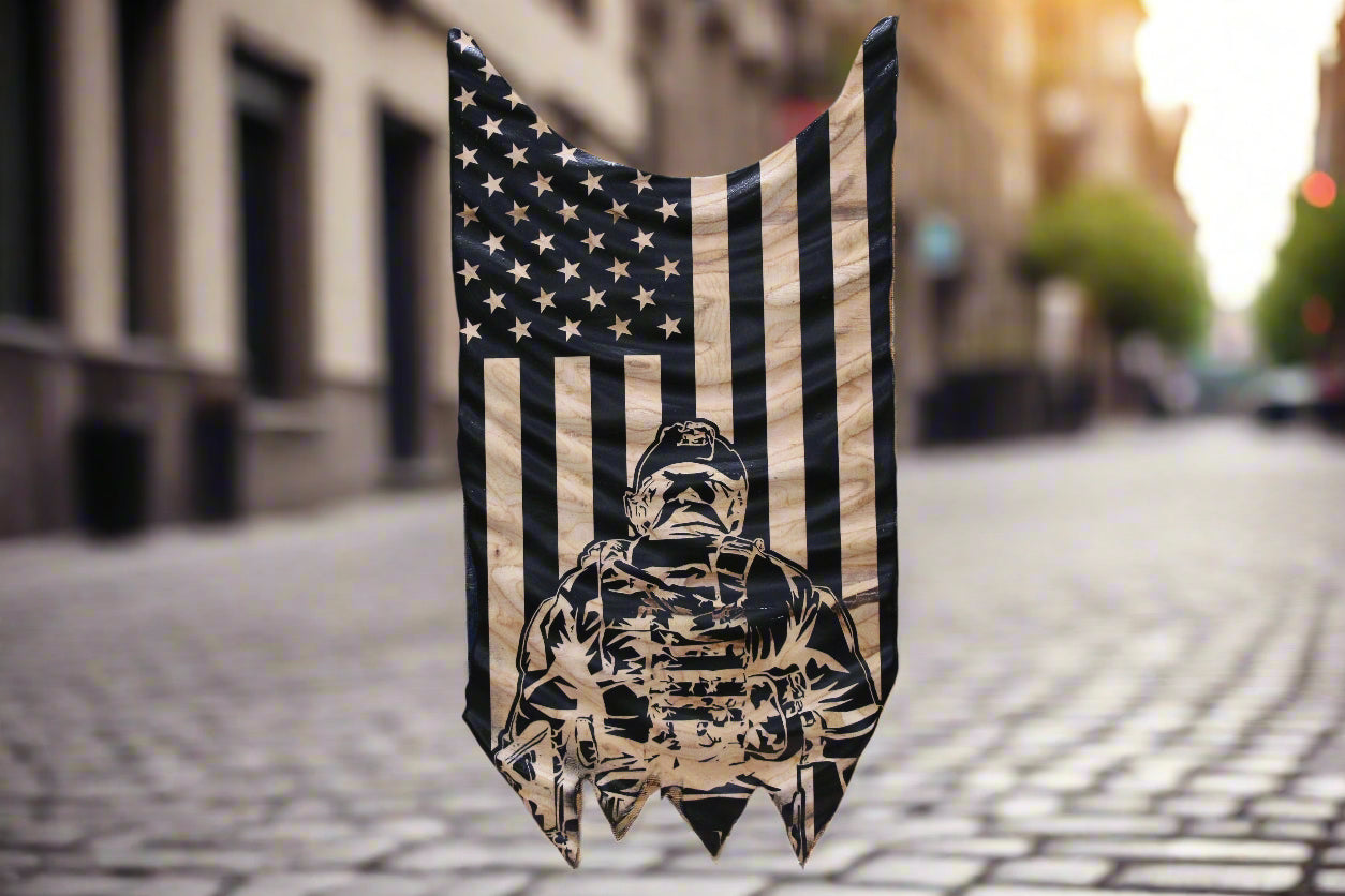carved wood wavy flag