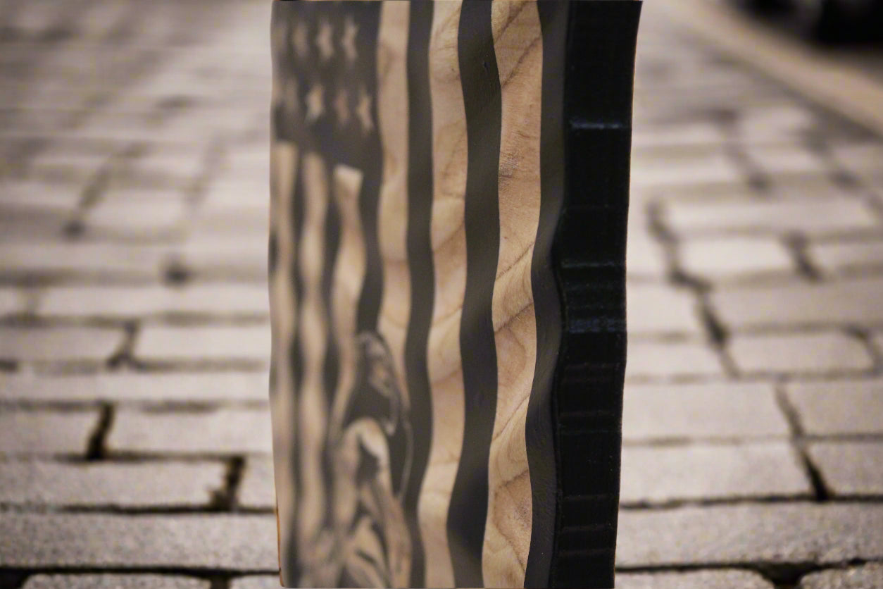 carved wood wavy flag