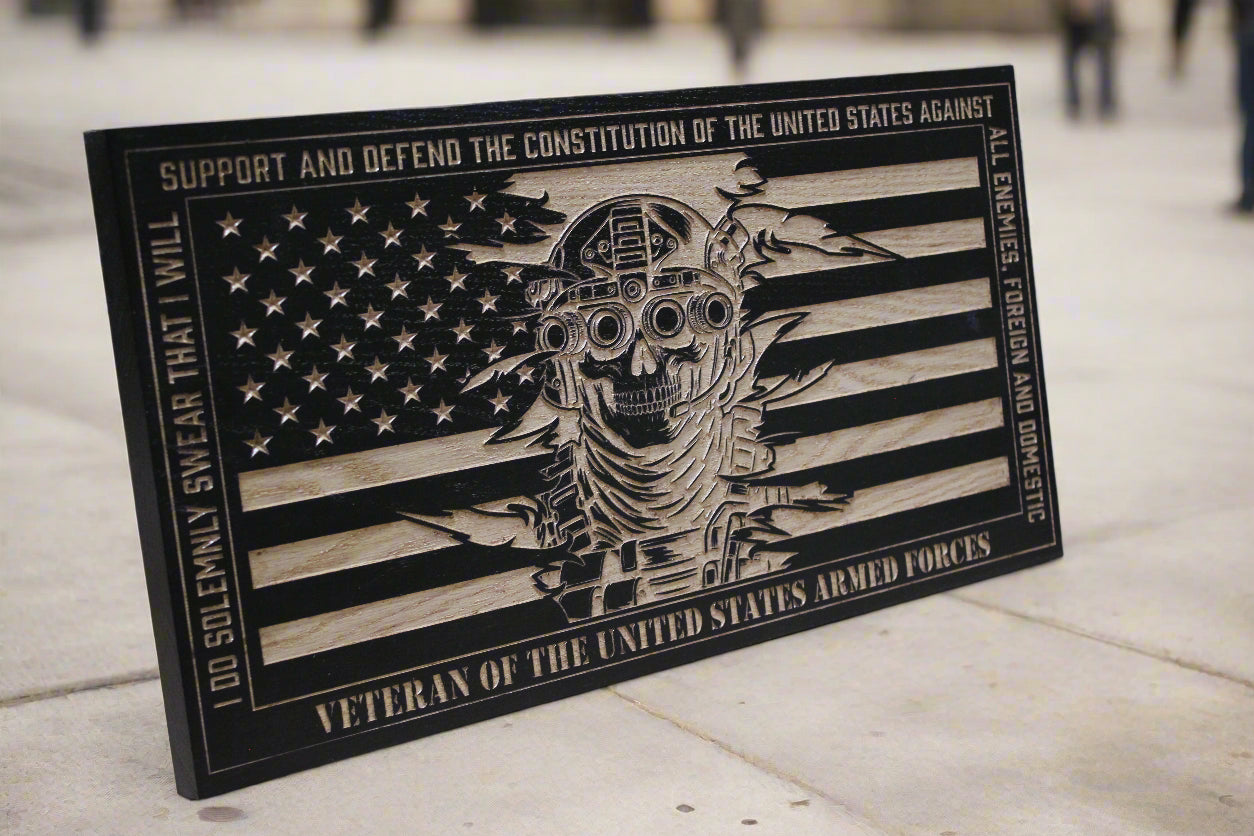 Carved Oath of Enlistment Flag