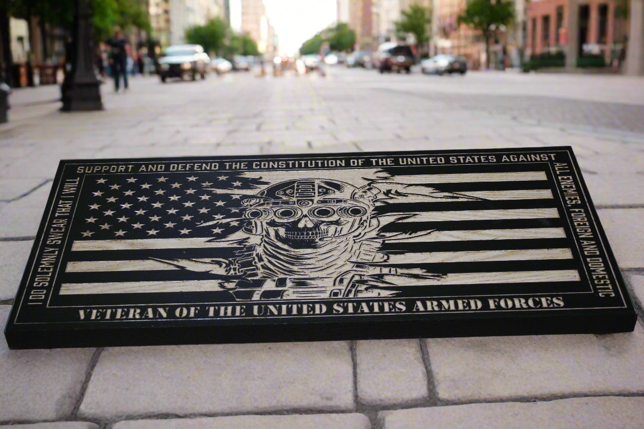 Carved Oath of Enlistment Flag