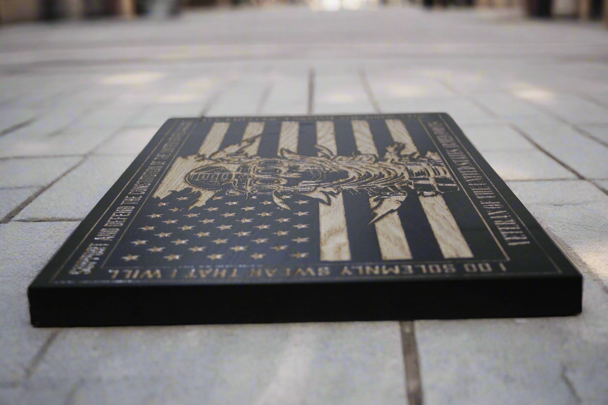 Carved Oath of Enlistment Flag