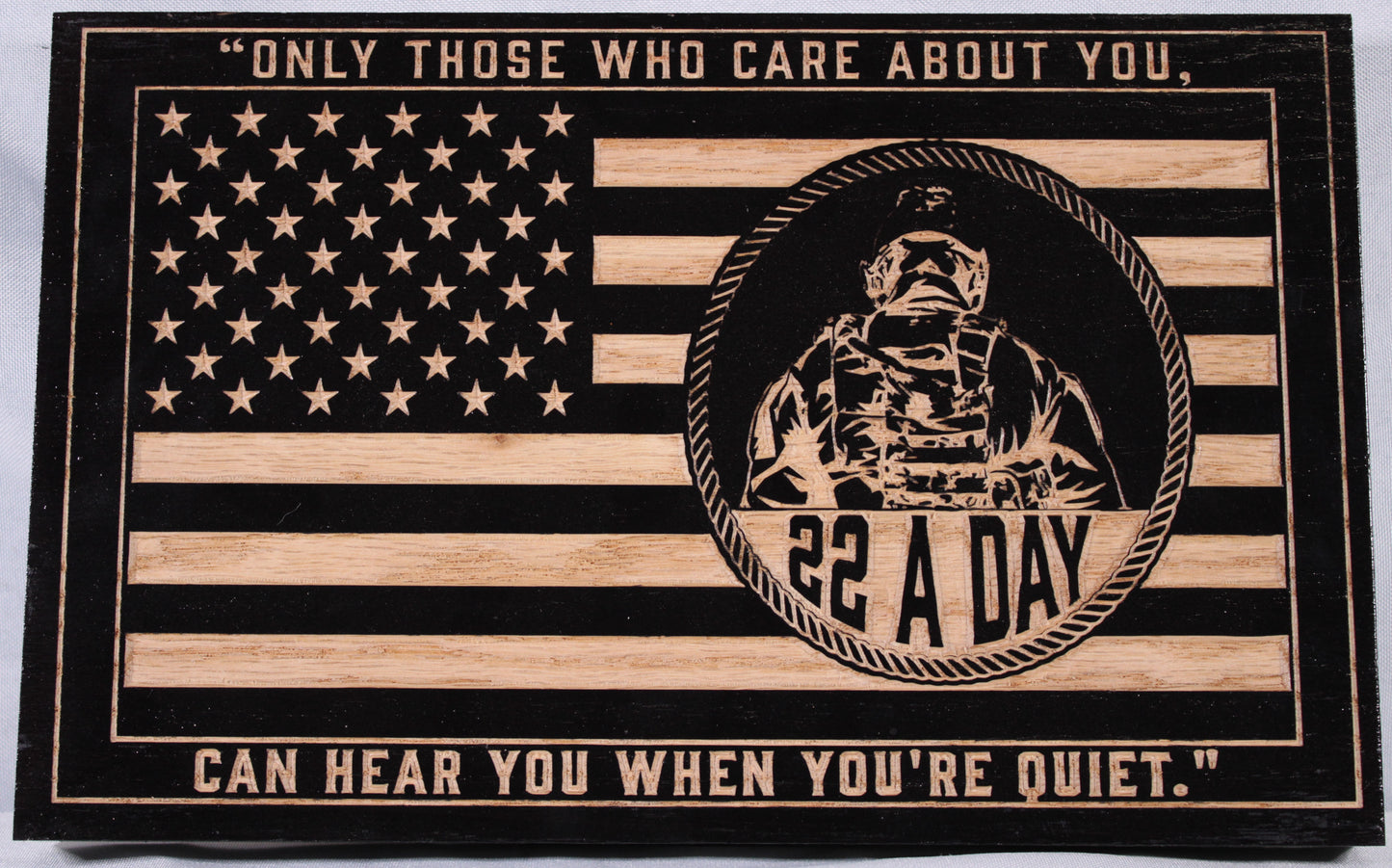 Small Carved 22 A Day Flag