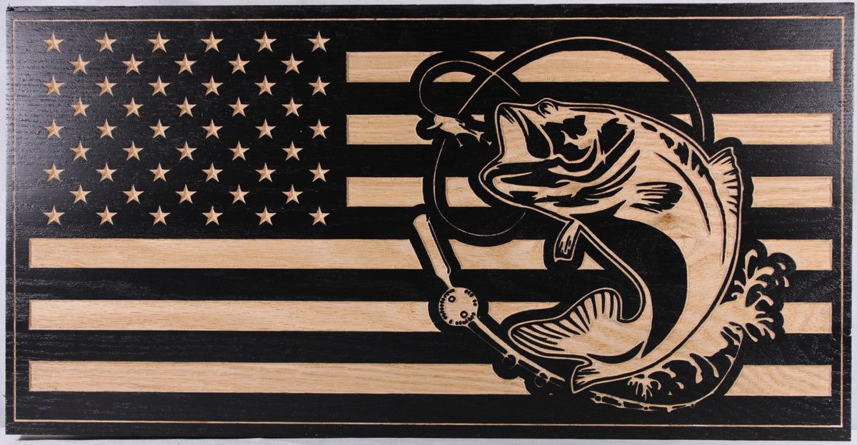 Carved Bass American Flag – KW Wood Creations