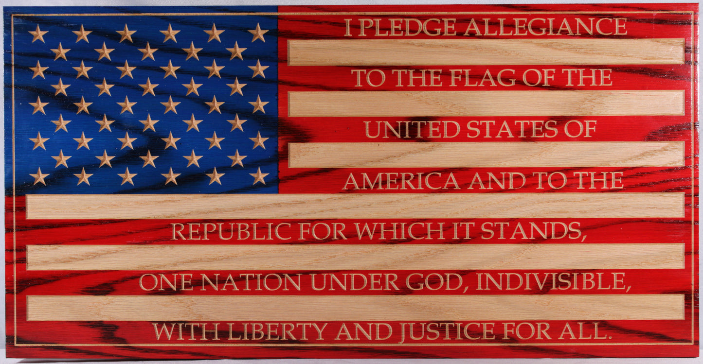Carved Pledge Of Allegiance Flag
