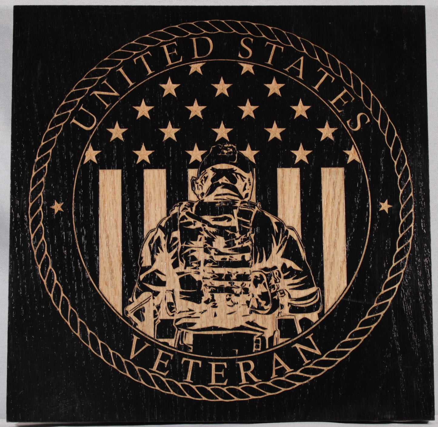 Carved US Veteran Sign